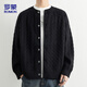 ROMON針織衫男士秋冬休閑寬松落肩開(kāi)衫毛衣男圓領(lǐng)上衣外套男7001黑色L