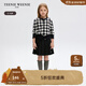Teenie Weenie Kids小熊童裝春秋季款女童寶圓領(lǐng)復古格紋毛衣開(kāi)衫 藏青色-大童 150cm