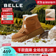 百麗（Belle）牛皮厚底羊毛雪地靴女靴加絨保暖休閑短靴棉鞋D1X1DDD4 棕色-絨面皮 39 (245mm)