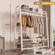 衣炫落地臥室可移動(dòng)掛衣架家用衣服收納架置物衣帽架室內多功能晾衣架 【巨粗32管】奶油白長(cháng)80*高170 送輪子+底腳 尺碼看圖