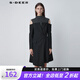 S.DEER圣迪奧2022女裝半高領(lǐng)露肩條紋收腰不規則通勤休閑連衣裙 黑色/91 L 170