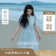 茵曼（INMAN）章若楠同款苧麻女裝娃娃領(lǐng)連衣裙2025春季新品長(cháng)裙子 淺藍色 M
