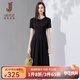 經(jīng)典故事（JANE STORY）高端精致連衣裙女2024夏季新款端莊大方正式場(chǎng)合長(cháng)裙壓褶純色裙子 黑色 M