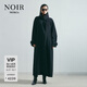 MO&Co.【NOIR系列】大衣綿羊毛牦牛絨斜襟長(cháng)款外套摩安珂 黑色 S 160