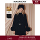 MAXRIENY法式千金風(fēng)羊毛大衣25冬款保暖狐貍毛袖口毛呢外套 黑色 M