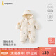 童泰（TONGTAI）嬰兒連體衣冬季純棉夾棉寶寶衣服兒童連帽哈衣爬服外出抱衣 黃色 90cm