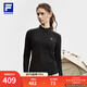 FILA 斐樂(lè )25冬季新款健身運動(dòng)半拉鏈瑜伽跑步內搭加絨保暖女子長(cháng)袖T恤 深黑-BK L 170/88A/L