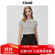 ELAND衣戀一字領(lǐng)條紋毛衣女純棉收腰顯瘦短袖針織衫T恤夏新款 象牙白/白色(39)Ivory S 160