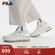 斐樂(lè )（FILA）官方男鞋RIBBON老爹鞋運動(dòng)鞋2025夏季新款鞋子厚底休閑鞋 奶白/淡灰黃-GB 42