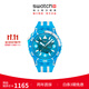 斯沃琪（Swatch）瑞士手表 潛航系列 時(shí)尚夜光透視石英腕表生日禮物石英手表 藍火潛航 SSCU09S100