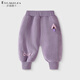 多嘻?？型澴舆\動(dòng)褲女童休閑褲嬰兒寶寶秋季長(cháng)褲 蘑菇精靈【紫】 90
