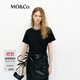 MO&Co.短袖T恤春棉質手工釘鉆露背捏褶圓領白色MBE1TEET04 黑色 S 160