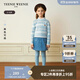 Teenie Weenie Kids小熊童裝25新款秋冬女童森系撞色提花套頭毛衣 藍色 160 cm