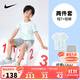 NIKE 耐克童裝短褲+短袖2件套2025年夏季新款滿(mǎn)印男女童運動(dòng)時(shí)尚套裝