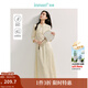 茵曼（INMAN）【商場(chǎng)同款】新中式盤(pán)扣連衣裙2025春秋季女裝新品七分袖裙子 杏色 M