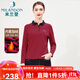 米蘭登（MILANDON）冬季新款中老年女裝媽媽裝翻領(lǐng)條紋加絨保暖長(cháng)袖針織t恤1L3T1119 紅蘭條 3XL