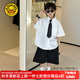 G.DUCKKIDS小黃鴨童裝男童夏季套裝新款兒童衣服男孩學(xué)院風(fēng)主持人襯衫兩件套 白色+領(lǐng)帶 130 尺碼7~8歲【120-130cm】cm