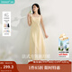 茵曼（INMAN）章若楠同款歐若風(fēng)法式吊帶連衣裙2025夏季新品女裝淡鵝黃色裙子 淺黃色 (方領(lǐng)) M