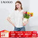 LAGOGO氣質(zhì)白色短袖襯衫女拉谷谷春夏新款百搭休閑小個(gè)子通勤上衣 本白色(V1) S