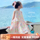 圖圖小象女童連衣裙2025夏季新款兒童碎花裙童裝裙子薄中大童蝴蝶結(jié)背心裙 粉色 140 身高約140cm