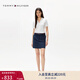 TOMMY HILFIGER25春夏新款女裝萊賽爾微彈條紋腰帶休閑A字修身半身裙短裙 藏青色C1G S (34)