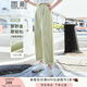 香影純棉九分休閑褲女2025夏季新款日系穿搭翻領(lǐng)寬松綠色直筒褲子 豆沙綠 M