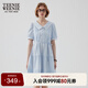 Teenie Weenie小熊女夏季娃娃領(lǐng)A字白色連衣裙蕾絲學(xué)院風(fēng)甜美時(shí)尚短裙