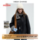VEGA CHANG皮衣外套女2025秋冬新款翻領(lǐng)機車(chē)風(fēng)單排扣撞色皮毛一體 機車(chē)黑 L