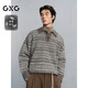 GXG男裝 商場(chǎng)同款條紋毛衣男士寬松通勤針織衫 黑色條紋 175/L