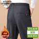 老爺車(chē)秋天寬松休閑褲男爸爸褲中老年高腰長(cháng)褲冬季加厚加絨褲男士直筒褲 春秋不加絨(款)深灰色 常規 XL 體重100-120斤