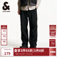 杰克·瓊斯（JACK&JONES）男裝秋季潮流加絨褲子傘兵褲工裝褲男直筒寬松休閑褲蓄熱保暖男褲 E40 黑色 M 偏大，建議拍小一碼