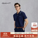 GANT/甘特【100%棉】夏季男士撞色設計翻領(lǐng)商務(wù)休閑短袖T恤POLO衫 433深藍 L