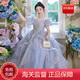 WVD美國品牌的連衣裙可訪(fǎng)問(wèn)的豪華小眾優(yōu)雅美麗的花女孩公主裙兒童小藍色禮服110 CM(34-40斤)