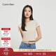 Calvin Klein Jeans夏季女士休閑ck印花百搭圓領(lǐng)辣妹短款正肩短袖T恤J221172 ACI-淺卡其色 S