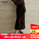 艾諾絲雅詩【商場同款】2025秋新品100%桑蠶絲優(yōu)雅絲絨魚尾裙半身裙40823545 紅棕色 L