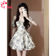 CTOX法式水墨碎花連衣裙子女2025夏季感氣質(zhì)仙女蓬蓬裙收腰小個(gè)子短裙 碎花裙 M 95-105斤