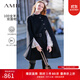 AMII女裝2025冬季優(yōu)雅英倫風(fēng)全羊毛雙面呢配腰帶斗篷式外套 黑色 M 160/84A