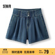 森馬（Semir）牛仔褲女寬松短褲chic百搭2025夏季高腰A字褲甜酷風(fēng)109325122001