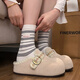 啄木鳥(niǎo)厚底增高勃肯鞋女25年秋冬季新款包頭半拖配裙子百搭一腳蹬懶人鞋 米白色 37 (235mm)
