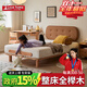 愛(ài)家智造奶油風(fēng)軟包床兒童床女孩男孩公主床臥室小孩單人床1.5m櫸木實(shí)木床 焦糖棕+椰棕床墊18cm 1500mm*2000mm