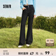 森馬（Semir）牛仔褲女森柔牛仔高腰喇叭褲顯瘦顯腿長(cháng)黑色褲子2024冬新款拖地褲 牛仔水洗黑98201 31
