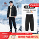 駱駝（CAMEL）【王俊凱同款】駱駝戶(hù)外工裝褲男士秋冬季加絨保暖防潑水運動(dòng)長(cháng)褲 幻影黑 L