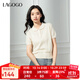 LAGOGO甜美娃娃領(lǐng)鏤空短袖針織衫女拉谷谷2025年春夏新款純棉上衣 米黃色 S