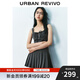 UR2025夏季新款女裝格雷系蝴蝶結系帶百褶連衣裙UYU750075 深灰 (偏短) M