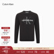 Calvin Klein Jeans男裝時(shí)尚休閑純棉舒適圓領(lǐng)交疊LOGO提花針織衫J319386 BEH-黑色 M （建議130-150斤）
