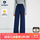 Navigare意大利小帆船女高腰休閑褲闊腿衛褲直筒長(cháng)褲2342075501藍2XL