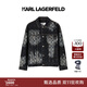 Karl Lagerfeld時(shí)尚復古翻領(lǐng)單排扣長(cháng)袖印花牛仔夾克秋季新品男裝老佛爺 藍色 S (46)
