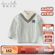 戴維貝拉（DAVE＆BELLA）冬裝純棉寶寶衣服學(xué)院風(fēng)男童上衣假兩件小童衣服兒童毛衣套頭衫 極地灰【現貨】 140 cm（建議身高130-140cm）