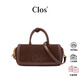 CLOS秋冬ModBow麂皮保齡球包頭層牛皮磨砂絨面復古斜挎包女士小包 深咖色 小包