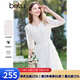 百圖betu女裝2025春季新款連衣裙圓領(lǐng)立體小花朵刺繡裙子女2502T79 米白 M